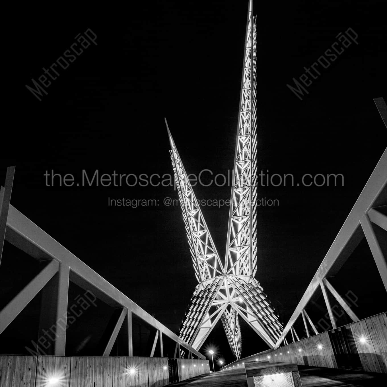 Okc Skydance Bridge black and white: Square crop